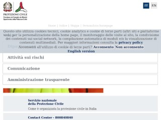 Screenshot sito: Protezione Civile