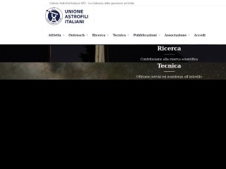 Screenshot sito: Unione Astrofili Italiani