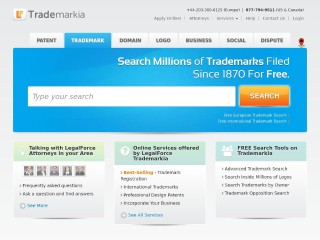 Screenshot sito: Trademarkia