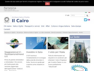 Screenshot sito: Ambasciata italiana in Egitto