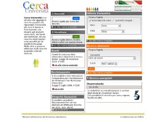 Screenshot sito: Cerca Università