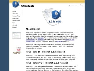 Screenshot sito: Bluefish