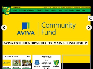 Screenshot sito: Norwich City