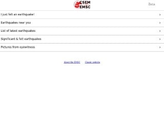 Screenshot sito: European-Mediterranean Seismological Centre