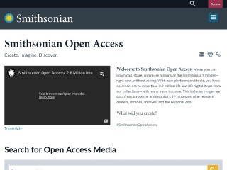 Screenshot sito: Smithsonian Open Access