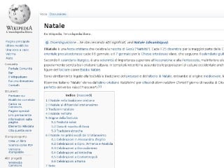 Screenshot sito: Natale Wikipedia