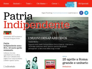 Screenshot sito: Patria Indipendente