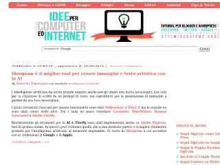 Screenshot sito: Idee per Computer ed Internet