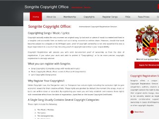 Screenshot sito: Songrite Copyright Office