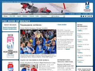 Screenshot sito: IIHF