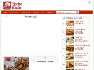 Screenshot sito: Ricettemania.it