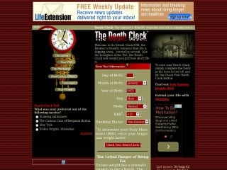 Screenshot sito: DeathClock.com