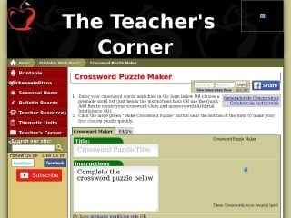 Screenshot sito: Crossword Puzzle Maker