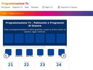 Screenshot sito: Programmazione Tv
