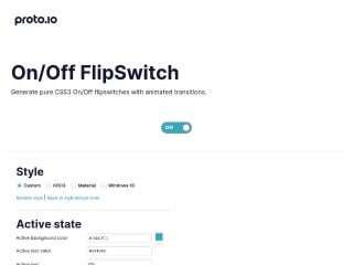 Screenshot sito: On/Off FlipSwitch