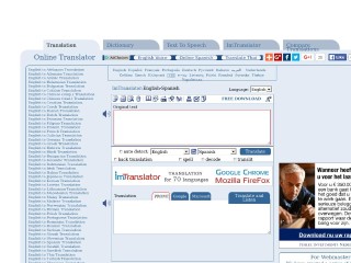 Screenshot sito: Traduzione on-line