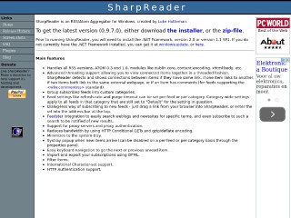 Screenshot sito: Sharp Reader
