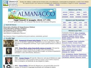 Screenshot sito: Almanacco del Giorno