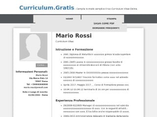 Screenshot sito: Curriculum Gratis