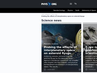Screenshot sito: Phys.org