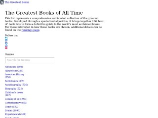 Screenshot sito: The Greatest Books