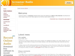 Screenshot sito: Screamer Radio