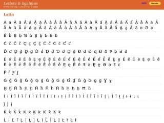 Screenshot sito: Letters e Ligatures