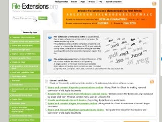 Screenshot sito: File-extensions.org