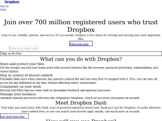 Screenshot sito: DropBox