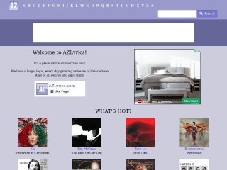 Screenshot sito: AZlyrics.com