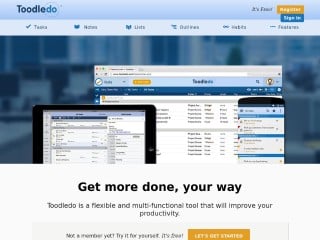 Screenshot sito: Toodledo