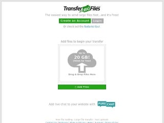 Screenshot sito: Transfer Big Files