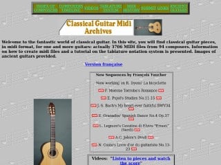 Screenshot sito: Classical Guitar Midi