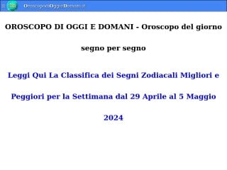 Screenshot sito: Oroscopodioggiedomani.it