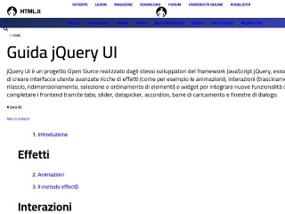 Screenshot sito: Guida a JQueryUI