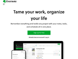 Screenshot sito: Evernote