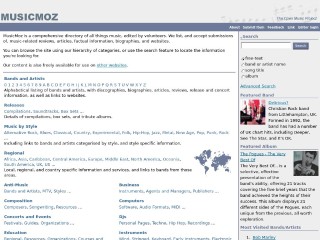 Screenshot sito: MusicMoz
