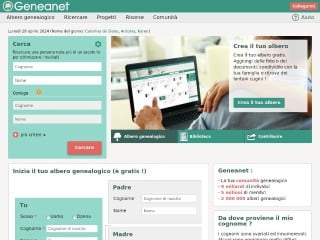 Screenshot sito: Geneanet