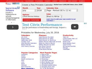 Screenshot sito: EprintableCalendars.com