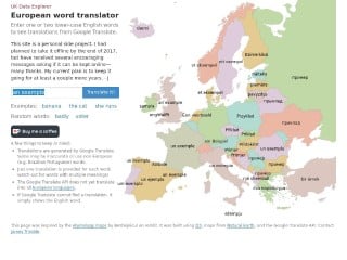 Screenshot sito: European Word Translator