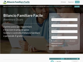 Screenshot sito: Bilancio Familiare Facile