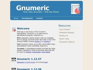 Screenshot sito: Gnumeric