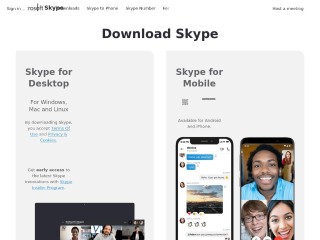 Screenshot sito: Skype sul cellulare