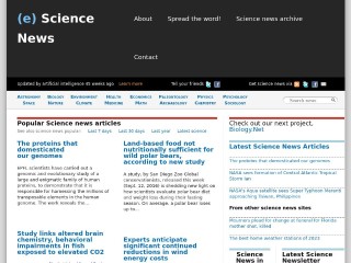 Screenshot sito: Esciencenews