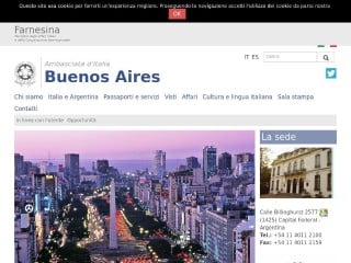 Screenshot sito: Ambasciata italiana in Argentina