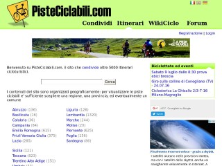 Screenshot sito: PisteCiclabili.com