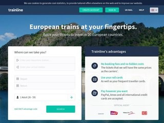 Screenshot sito: Trainline
