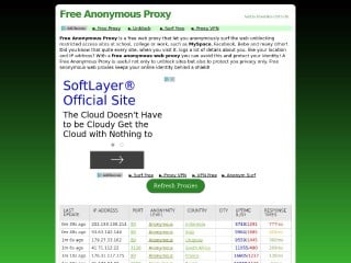 Screenshot sito: Free Anonymous Proxy