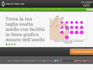 Screenshot sito: Find My Ring Size