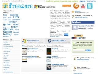 Screenshot sito: FreewarePocketPC